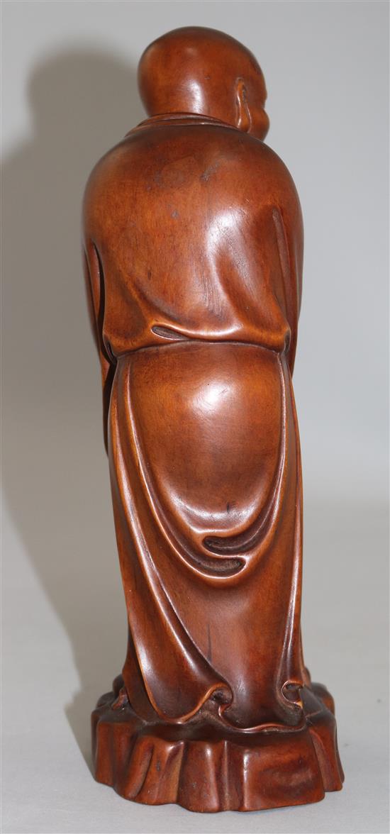 A Chinese boxwood standing figure of Luohan, 23.5cm